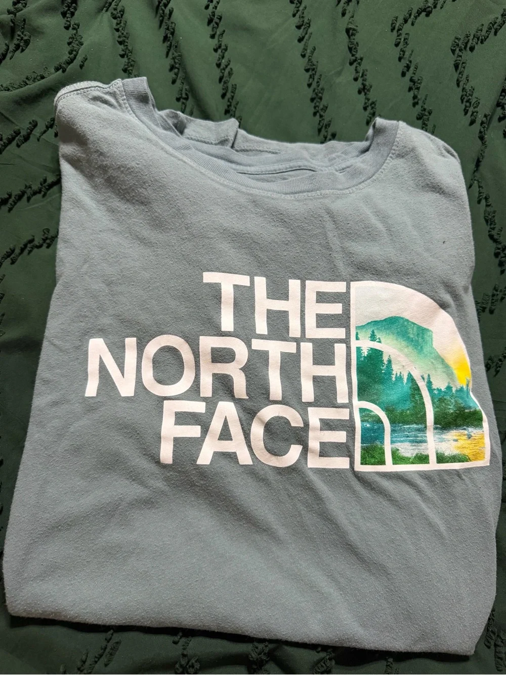 The North Face Men’s Short Sleeve Logo Tee in Slate Green with White Graphic